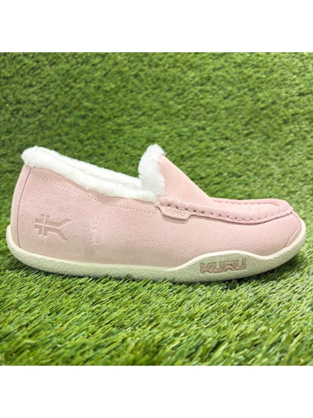 Kuru Loft Womens Size 9 Pink White Casual Moccasin Slip On Suede Slippers Shoes